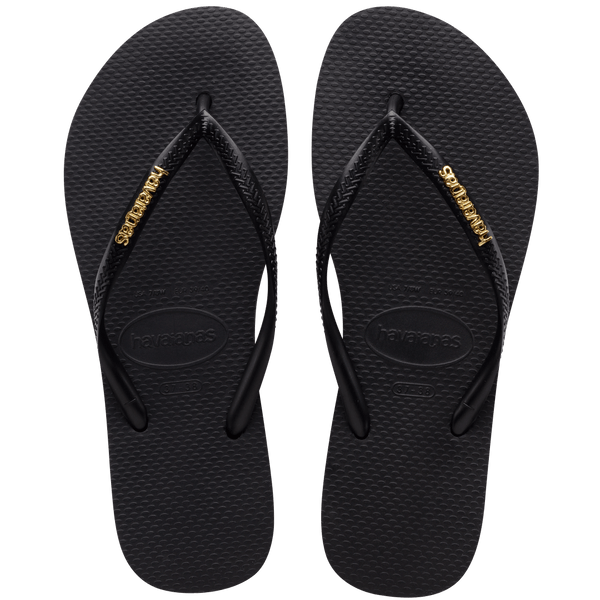 Women's Slim Logo Metallic Flip Flops